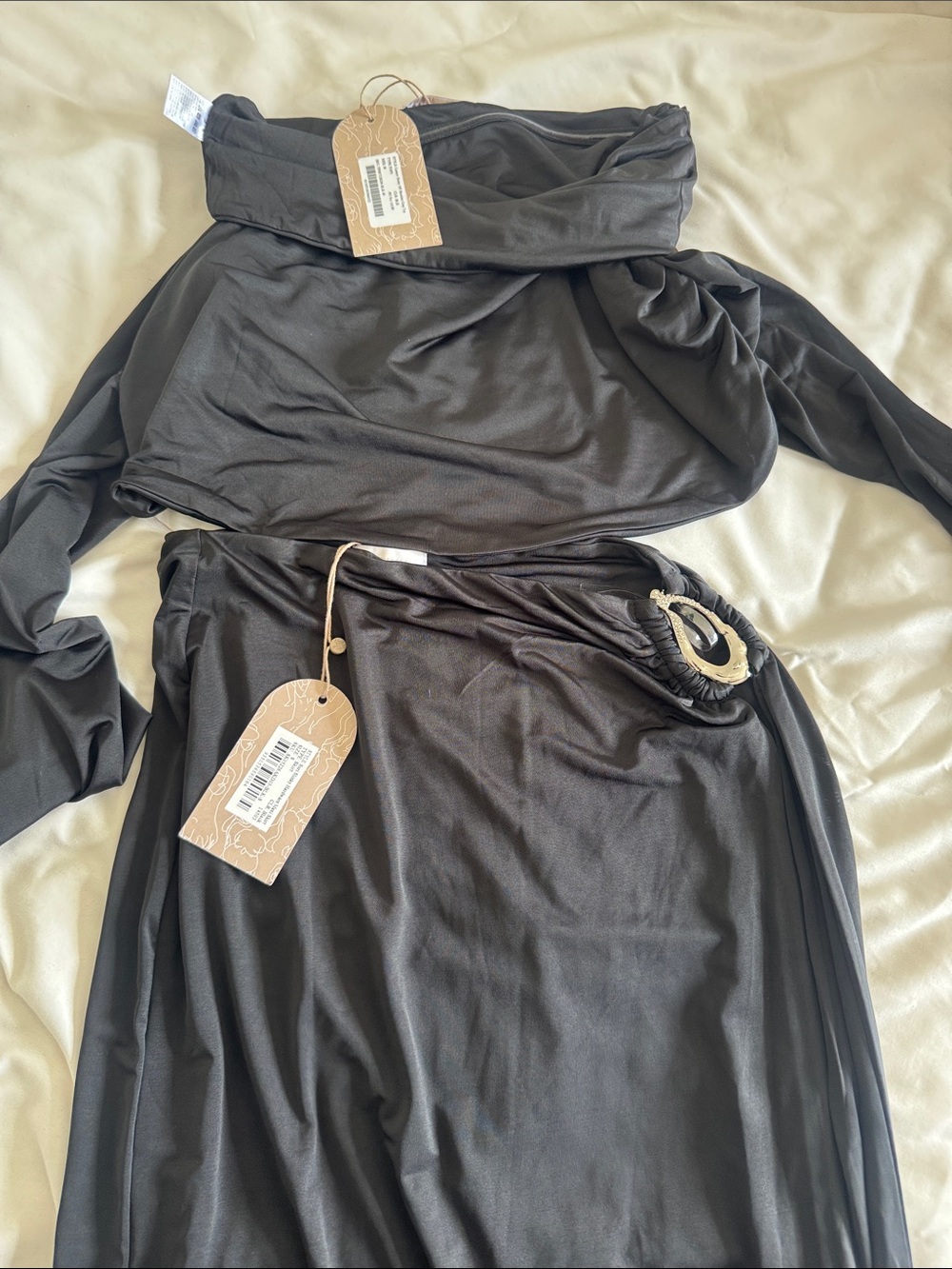Meshki Black Off-Shoulder Two-Piece Set